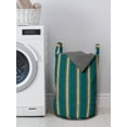 thumbnail image 3 of Geometric Laundry Bag, Grungy Background Print with Vertical Stripes and Little Dots, Hamper Basket with Handles Drawstring Closure for Laundromats, 13" x 19", Dark Teal Yellow, by Ambesonne, 3 of 4
