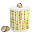 thumbnail image 1 of Chevron Piggy Bank, Retro Countryside Colors Zigzags in Vertical Direction Striped Composition, Ceramic Coin Bank Money Box for Cash Saving, 3.6" X 3.2", Green Yellow Orange, by Ambesonne, 1 of 4