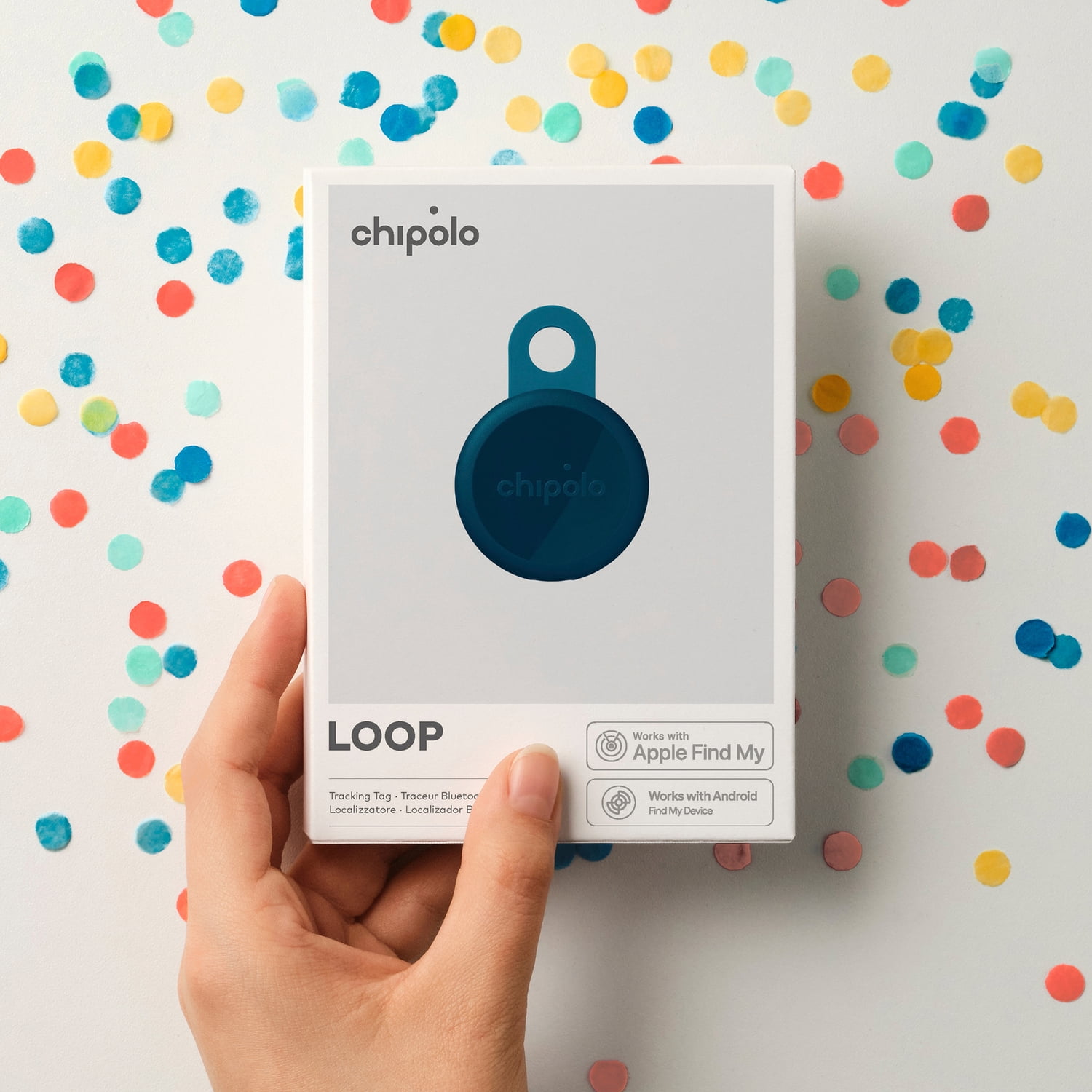 Chipolo LOOP - Rechargeable Bluetooth Tracking tag, Item Locator for Keys & Bags, Compatible with Apple Find My or Find Hub on Android, Out of Range Alerts for Android & Call Your Phone (Navy)