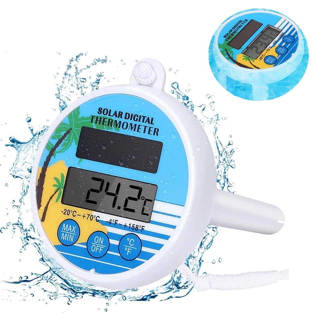 Termómetro para piscina, termómetro flotante para piscina, medidor digital de temperatura del agua con cuerda para jacuzzi, estanque, baño, spa