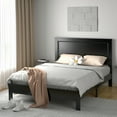 thumbnail image 3 of Gymax Queen Size Bed Frame Platform Slat High Headboard Bedroom Rubber Wood Leg Black, 3 of 10