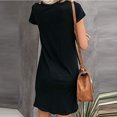 thumbnail image 4 of Chbgutlmr Summer Dresses for Women Short Sleeve Knot Front Irregular Hem Scoop Neck Dress Casual Loose Comfy Trendy Dress, 4 of 8