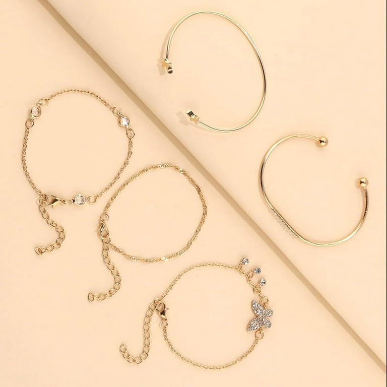 Werhonton Boho Layered Bracelets Set for Women Sequins Tassel Multiple Bracelet Assorted Stackable Bracelets (5-Silver)