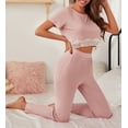 thumbnail image 6 of Richie House Lounge Set Womens Crop Lace Top Pants Pullover Sleep Cotton Pajama RHW4022, 6 of 7