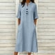 thumbnail image 1 of TaTaai Ladies V-Neck Ruffle Half Sleeve Solid Color Long Dress Button Down Design with Pockets Fashion Casual Comfortable Dress for Women Gift, 1 of 6