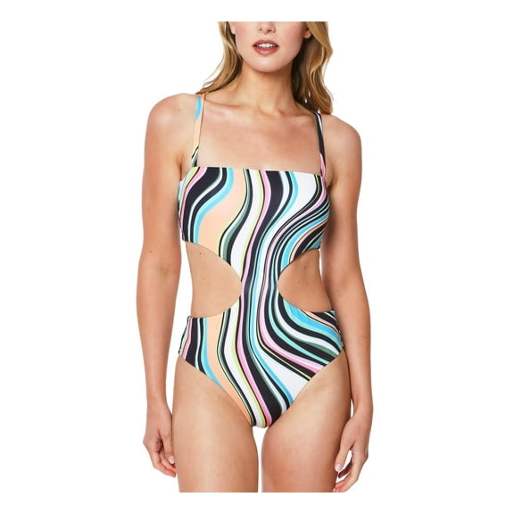 Sanctuary Womens Cut-Out Striped One-Piece Swimsuit