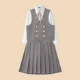 thumbnail image 5 of Toddler Girl's Collar Long Flounce Sleeve Patchwork Dress Button Preppy A Line Dresses, 5 of 5