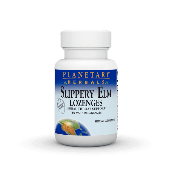 Planetary Herbals Slippery Elm, 24 Strawberry Lozenges