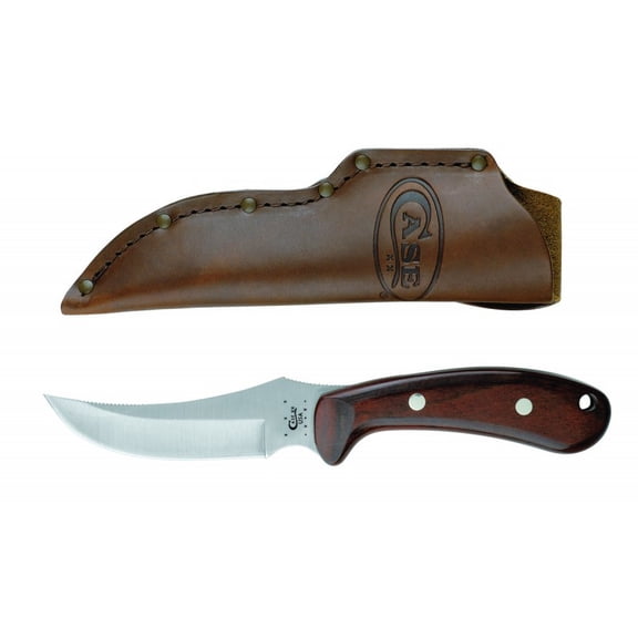 Case Knives 00398 Ridgeback Hunter Fixed Blade Knife – Rosewood Handle, Tru-Sharp Stainless Steel, Leather Sheath, Full Tang Hunting Knife