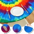 thumbnail image 4 of Colorful Rainbow Tie Dye Spiral Pattern Round Fitted Tablecloth with Elastic Edge,Dining Table Cover Waterproof,Outdoor Round Tablecloth for Camping,Dining,Indoor and Outdoor, 4 of 7