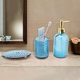 thumbnail image 4 of Unique Bargains 1 Set Reusable Waves Bathroom Accessories Kit Blue Glass, 4 of 4