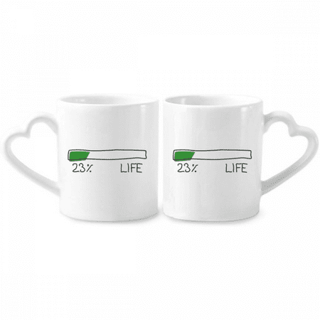 

Life Energy Progress Bar 23 Percent Youth Young Couple Porcelain Mug Set Cerac Lover Cup Heart Handle