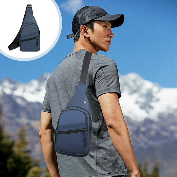 Shoulder Chest Crossbody Bag Large Capacity Sling Backpack | Nylon Spandex Waterproof Sports Travel Purse | Adjustable Strap | Multiple Pockets | 11.81x6.69x1.97in | Black Blue Gray