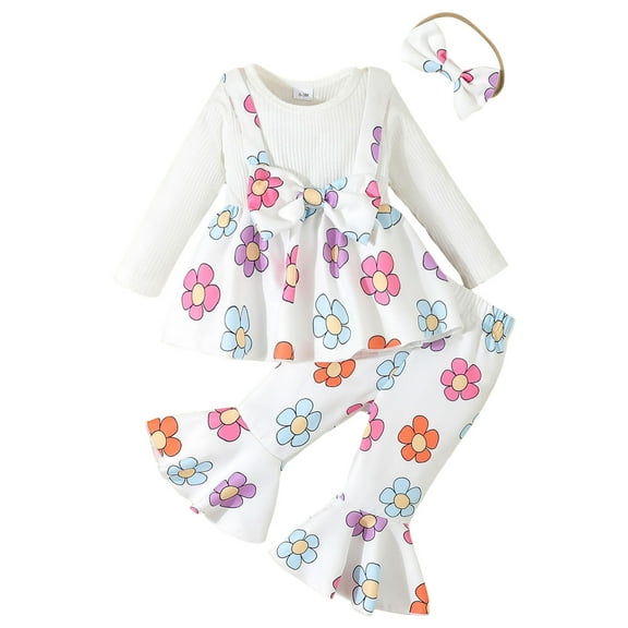 Caqnni Toddler Baby Girl Clothing Sets Little Dinosaur Contrast Colored Long Sleeve Tops and Pants 2pcs Outfits Fall Winter Set Toddler Gift 3 6 12 18 24 Months 2T 3T Outfits,6-12 Months