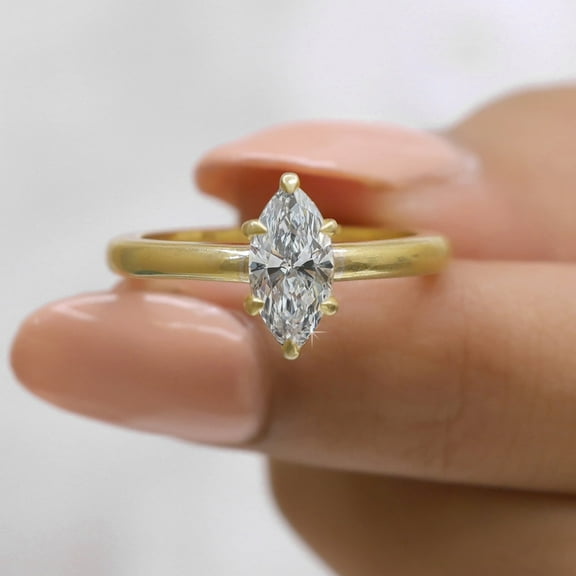 Jewelegant 1 Carat Marquise Moissanite Solitaire Ring - Valentine Gift Ring for Women