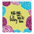 thumbnail image 3 of Kiss Me Shower Curtain, Romantic Quote with Floral Frame Hand Drawn Calligraphy Spring Love Valentine's Day, Fabric Bathroom Set with Hooks, 69W X 84L Inches Extra Long, Multicolor, by Ambesonne, 3 of 3