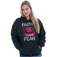 thumbnail image 3 of Faith Over Fear Breast Cancer Ribbon Women Plus Size Graphic Pullover Hoodie Brisco Brands 2X, 3 of 4