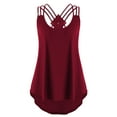 thumbnail image 2 of Women's Strappy Cross Back Sleeveless Tank Top, Casual Hollow Out Diamond Design Camisole, Loose Fit Basic Vest for Summer, Spring Layering and Daily Casual Wear-Wine, 2 of 3
