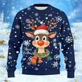 thumbnail image 5 of Unisex Ugly Christmas Sweater for Men Women Xmas Holiday Party Funny Print Knit Pullover,Navy,M, 5 of 5