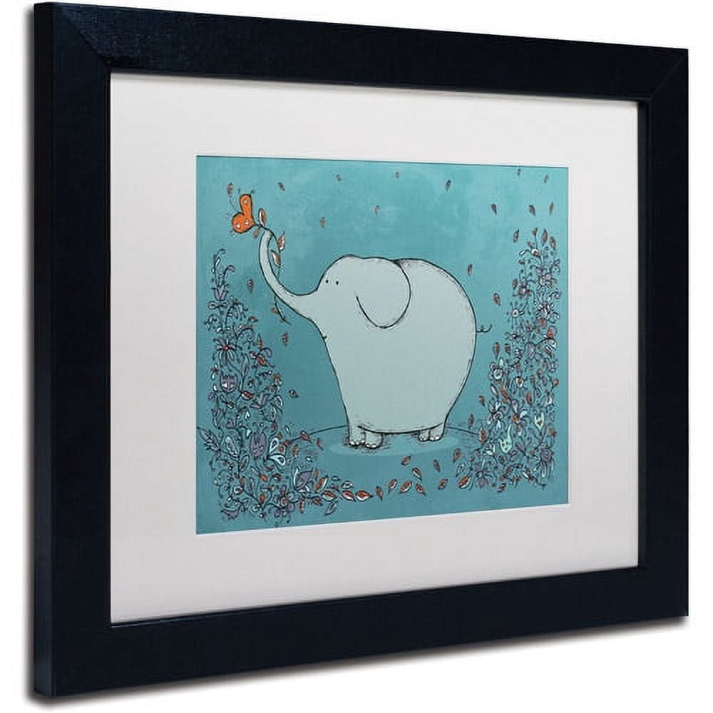 Trademark Fine Art "Garden Elephant" Canvas Art by Carla Martell, White Matte, Black Frame