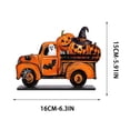 thumbnail image 2 of JWZZYD Halloween Tabletop Decorations Indoor, Truck Wooden Tabletop Decor, Striped Checkered Pumpkin Flat Ornament, Vintage Fall Halloween Thanksgiving Mantel Home Desk Decor, 2 of 6