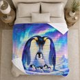 thumbnail image 5 of Family Of Penguins Under Aurora Borealis Night Sky, Festive Holiday Scene, Warm Flannel Blanket for Living Room and Family Room, Art Lovers Christmas Gift, Festive Home Decor, 5 of 9