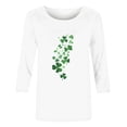 thumbnail image 4 of St. Patrick's Day Shirt for Women Cascading Glitter Clovers Graphic T-Shirt 3/4 Sleeve Crewneck Casual Soft Festival Apparel Charm Gift, 4 of 4