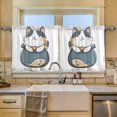 thumbnail image 2 of Yayeee Kitchen Curtains Tier Set of 2 Light Filtering 57"x24" Over Sink Window Panels, Blue Cute Cat, 2 of 7