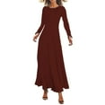 thumbnail image 1 of WTXUE Robes Maxi, Robe Maxi Trapèze à Manches Longues à Col Rond, Robe Longue Bohème Décontractée à Fleurs Ample Unie pour Femme Grande Taille, Taille TG, 1 of 5