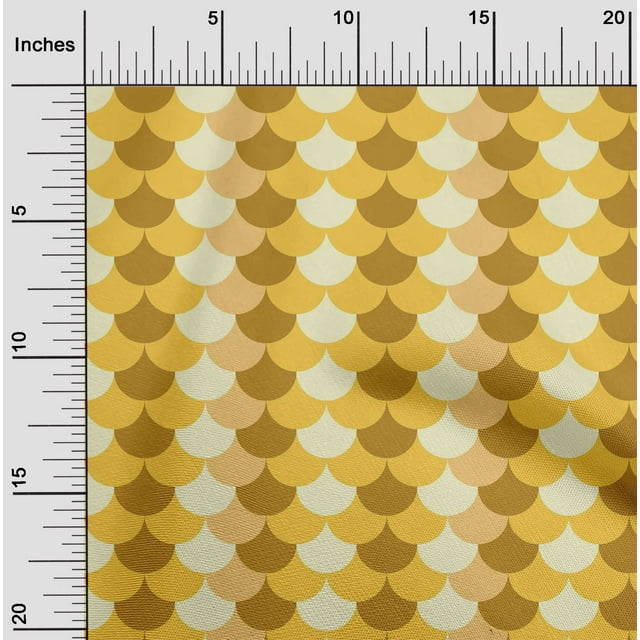 oneOone Coton Popeline Moutarde Foncée Tissu Échelles Géométriques Robe Tissu Tissu Imprimé par la Cour 56 Pouces de Large