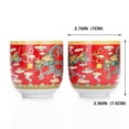 thumbnail image 6 of Set Of 6 Eastern Asian Design Ceramic Tea Cups In Red Longevity Symbol - 8 OZ Capacity Each, 6 of 6