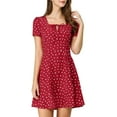 thumbnail image 1 of INSPIRE CHIC Women's Printed Square Neck Short Sleeve A-Line Prom Dress XL Red-Heart, 1 of 8
