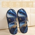 thumbnail image 2 of Fotbe Navy Blue Marble Pantuflas Peludas para Mujer con Estampado, Zapatillas de Peluche, Zapatos de Invierno para Casa, Uso Interior y Exterior-Medium, 2 of 8
