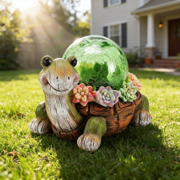 Solar Turtle Garden Statue Lights for Outdoor Decor with LED Lighting - Lawn Decoration Resin Weatherproof Tortoise Figurine for Patio Yard - Gifts for Mom and  Grandma
