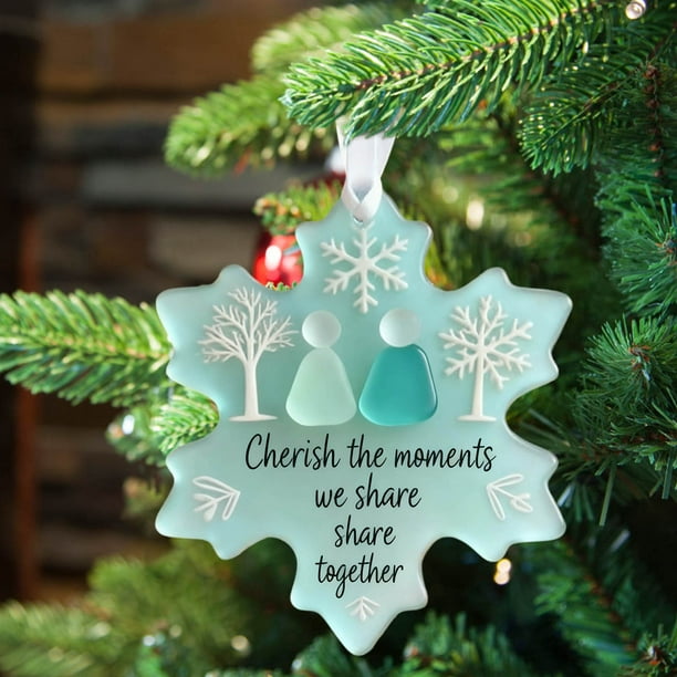 xihome Adorno artesanal de copo de nieve de cristal marino, recuerdo de amistad, decoracin navideña para colgar en la ventana, 8 cm