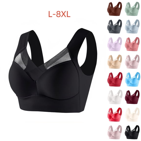 Snoarin Plus Size Bras for Women Full Cup Seamless Push Up Shaping Wire Free Everyday Bra Size L-6XL