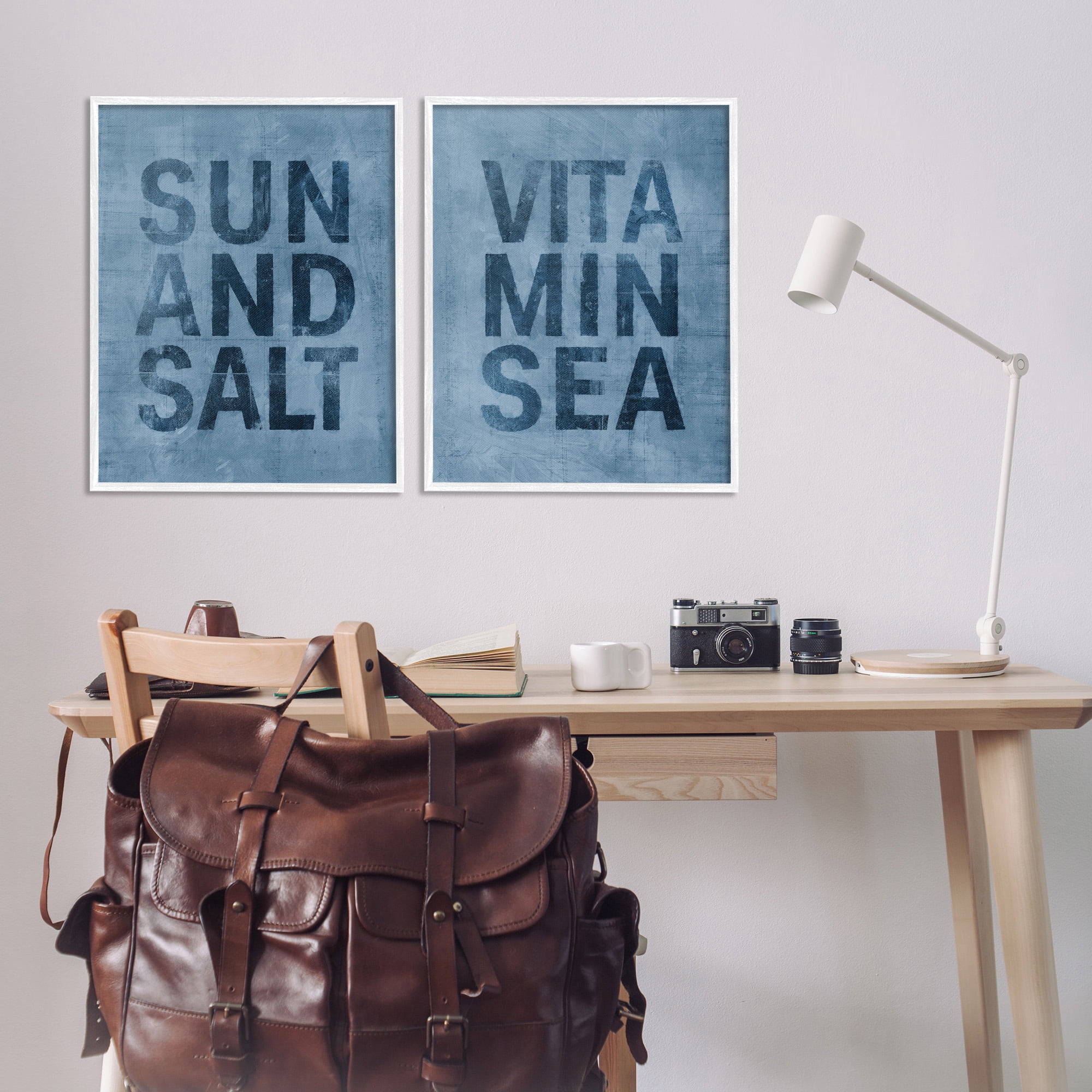 Stupell Industries Summer Beachy Phrases Nature Painting White Framed Art Print Wall Art, 24 x 30, Set of 2