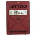 thumbnail image 2 of Letter Rack, Biuzi Durable Wood Mail Box Letter Rack Key Holder Wall Storage Creative Home Decoration with Hook Hanger(Red), 2 of 3