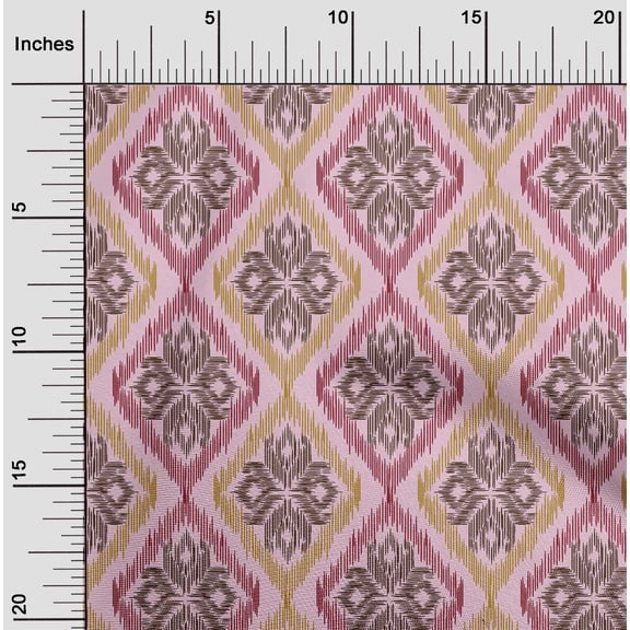 oneOone Cotton Silk Fabric Argyle Ikat Print Fabric BTY 42 Inch Wide