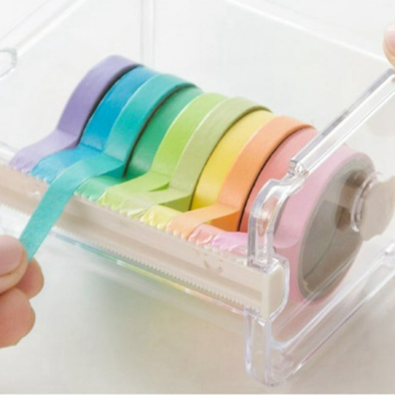 8 Pack Transparent Visible Desktop Multi Washi Masking Tape Dispenser,Tape  Cutter,Roll Tape Holder 