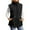 Black, variant on Women's Solid Color Stand Collar Vest, Sleeveless Puffer Jacket, Adjustable Drawstring Waist Zip Front Coat, Casual Lightweight Top, Fall Layer White L