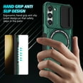 thumbnail image 4 of for Samsung Galaxy S23 Plus Case with Camera Sliding Cover, [Compatible with MagSafe] with Magnetic Ring Kickstand, Military Grade Heavy Duty Protection Phone Case for Galaxy S23 Plus, Darkgreen, 4 of 10