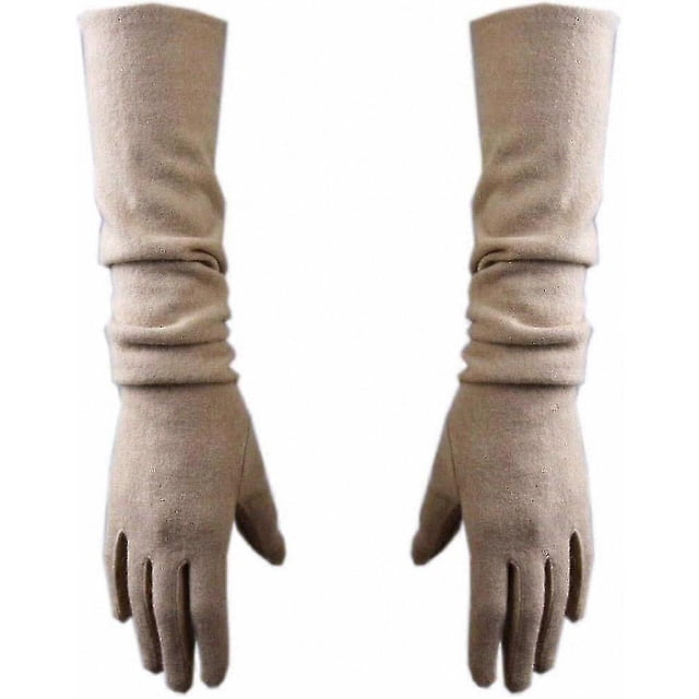 Women's Cashmere Blend Long Gloves Winter Warm Stretchy Opera Driving Fingerless Mitts