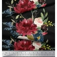 thumbnail image 3 of Soimoi Black polyester Crepe Fabric Leaves & Peony Floral Print Fabric by Yard 52 Inch Wide, 3 of 3