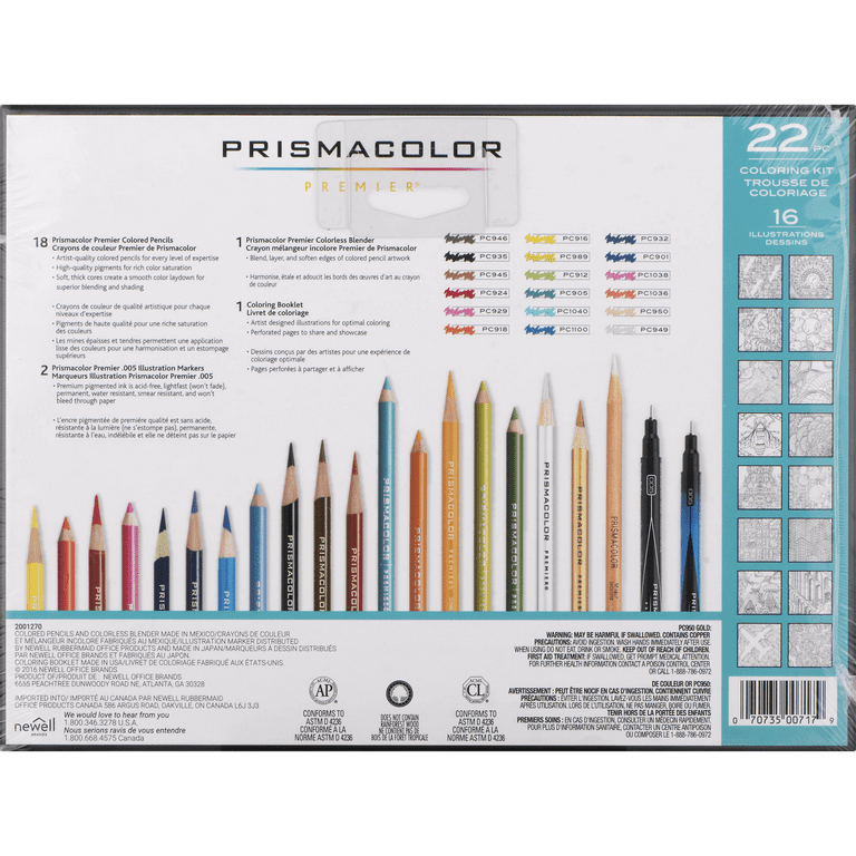 Prismacolor Premier Coloring Kit with Colored Pencils, Art Markers and  Adult Coloring Book, 22 Pieces 