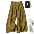 thumbnail image 2 of XIAONU Womens Pants Cotton-Linen Wide-Leg Culotte Pants Drapey baggy Semi-Elastic High-Waisted Slimming Cropped Pants, 2 of 9