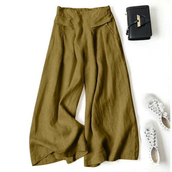 SNKSDGM Women's Plus Black Dress Pants Women Tall Linen Women's Pants Suits for Work Women's Solid Summer and Linen High Waist Thin Casual Loose Wide Leg Pants