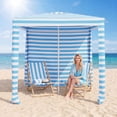 thumbnail image 2 of Costway 6.6' x 6.6' Foldable Beach Cabana Easy-Setup Beach Canopy W/ Carry Bag Blue, 2 of 11