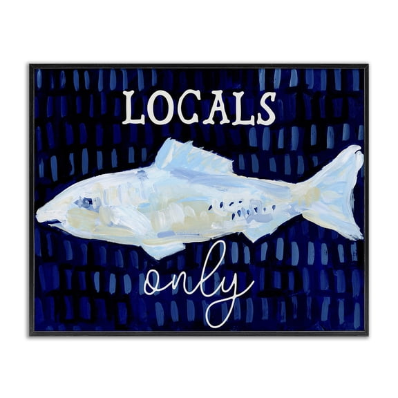 Stupell Industries Coastal Locals Only with Fish Black Framed Giclee Art, 14 x 11, by Jetty Home LLC