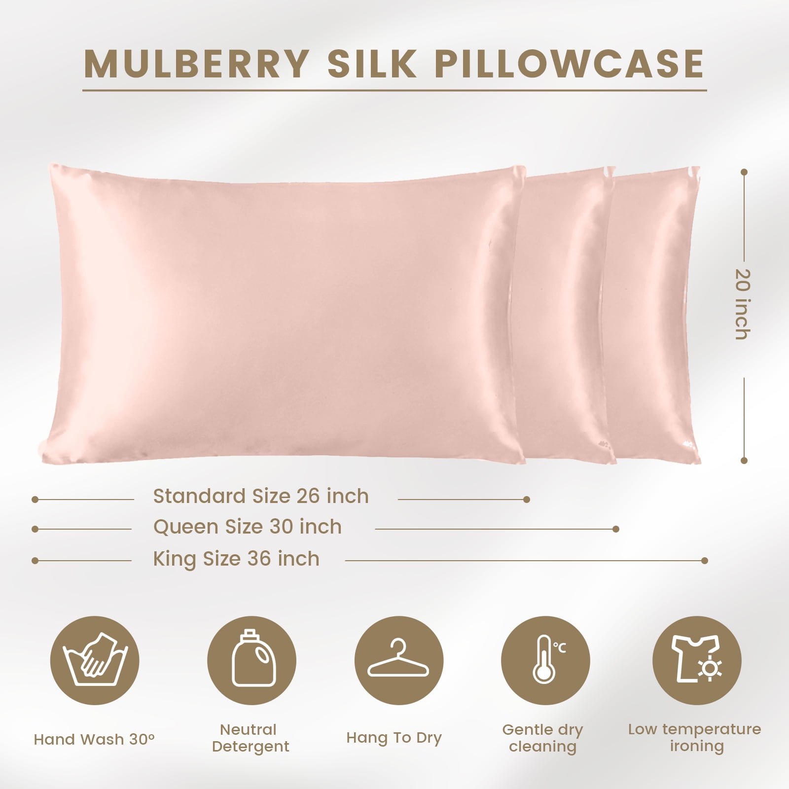 THXSILK Silk Pillowcase, 19 Momme Zippered Silk Pillowcase with Cotton Underside, 100% Pure Mulberry Silk Pillowcase, 1Pcs, Queen Size(20"x30"), Dark Pink